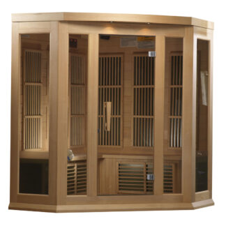 Titan 3 Person Corner Low EMF Far Infrared Home Sauna in Hemlock